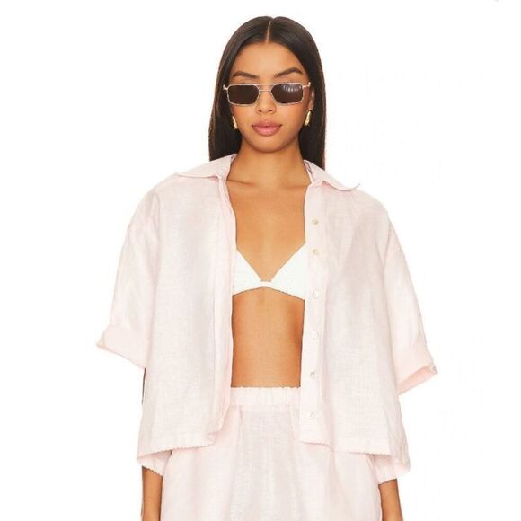 PQ Swim scalloped linen shirt - light pink - S - Picture 2 of 11